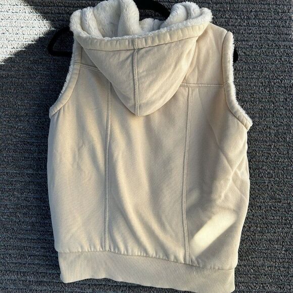 Vintage GAP Women's Hooded Vest Size Small Soft Faux Fur Lined Warm Knit Jacket - Picture 4 of 10